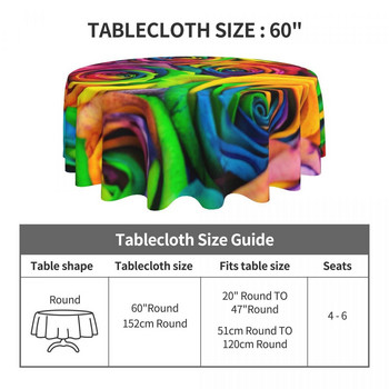 Кръгла покривка за маса 60 инча Цветна дъгова роза Флорални цветя Покривало за маса за вечеря Кухня
