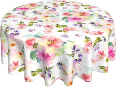 Okrugli stolnjak 60 inča šarene dugine ruže cvjetni pokrivač za stol za kuhinju za večeru
