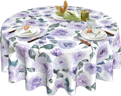 Okrugli stolnjak 60 inča šarene dugine ruže cvjetni pokrivač za stol za kuhinju za večeru