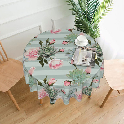 Okrugli stolnjak 60 inča šarene dugine ruže cvjetni pokrivač za stol za kuhinju za večeru