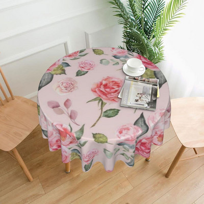 Okrugli stolnjak 60 inča šarene dugine ruže cvjetni pokrivač za stol za kuhinju za večeru