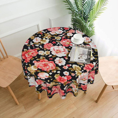 Okrugli stolnjak 60 inča šarene dugine ruže cvjetni pokrivač za stol za kuhinju za večeru