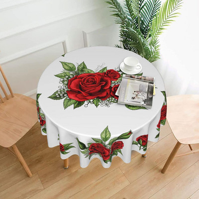 Okrugli stolnjak 60 inča šarene dugine ruže cvjetni pokrivač za stol za kuhinju za večeru