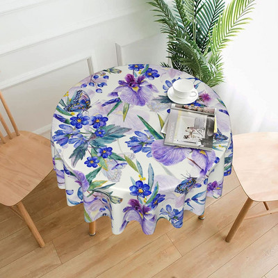 Okrugli stolnjak 60 inča šarene dugine ruže cvjetni pokrivač za stol za kuhinju za večeru