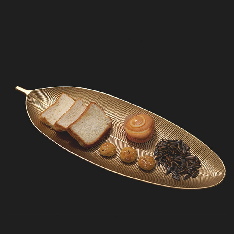 Nordijski ukrasni pladanj Zlatni pladanj u obliku lista ananasa Pladanj za posluživanje Paleta za nakit Jelo za jelo s voćem Dekoracija za stol Organizator za pohranu