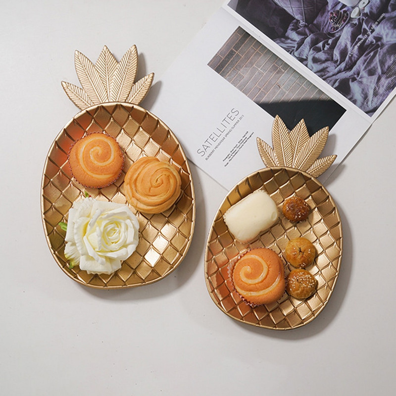 Nordijski ukrasni pladanj Zlatni pladanj u obliku lista ananasa Pladanj za posluživanje Paleta za nakit Jelo za jelo s voćem Dekoracija za stol Organizator za pohranu