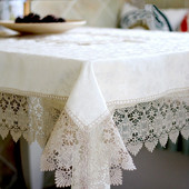 Pravokutni čipkani stolnjaci Pokrivač za stol Elegantna bijela vjenčana dekoracija Europski vez Čajni stolnjak Okrugli stolnjak