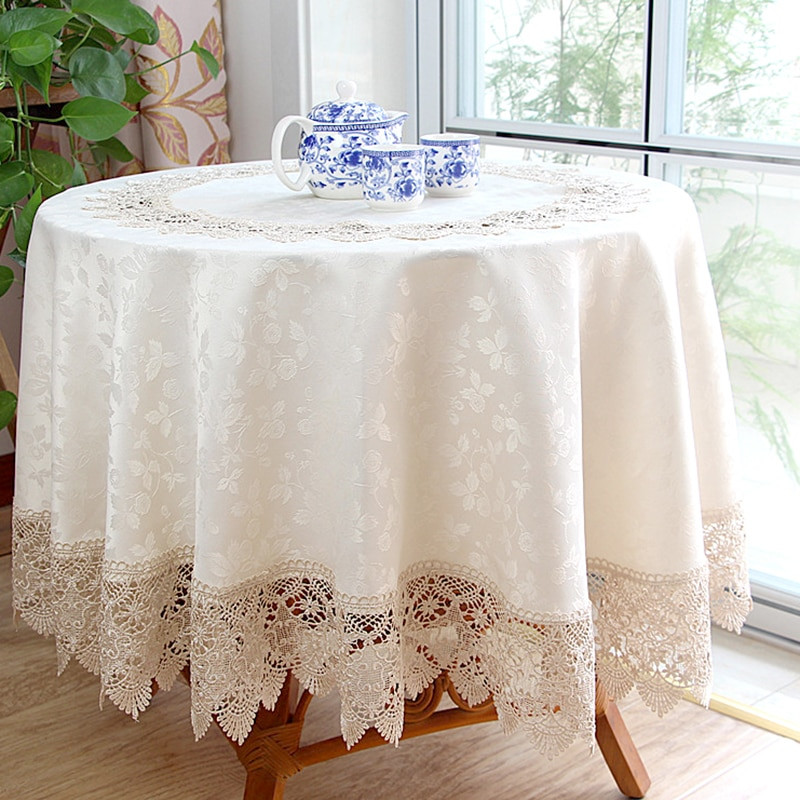 Pravokutni čipkani stolnjaci Pokrivač za stol Elegantna bijela vjenčana dekoracija Europski vez Čajni stolnjak Okrugli stolnjak