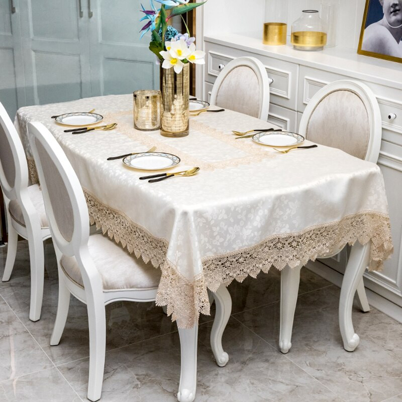 Pravokutni čipkani stolnjaci Pokrivač za stol Elegantna bijela vjenčana dekoracija Europski vez Čajni stolnjak Okrugli stolnjak