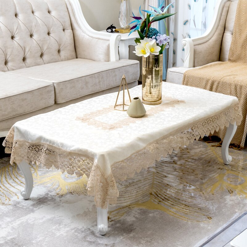 Pravokutni čipkani stolnjaci Pokrivač za stol Elegantna bijela vjenčana dekoracija Europski vez Čajni stolnjak Okrugli stolnjak