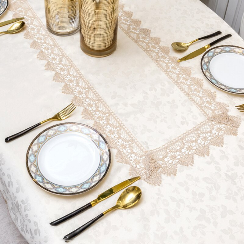 Pravokutni čipkani stolnjaci Pokrivač za stol Elegantna bijela vjenčana dekoracija Europski vez Čajni stolnjak Okrugli stolnjak