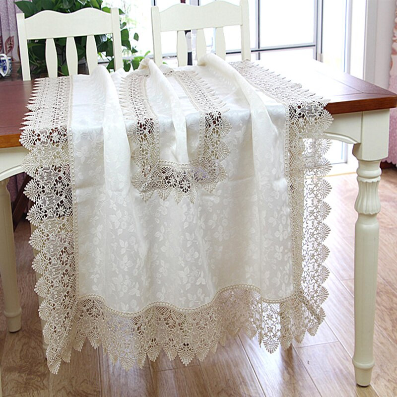 Pravokutni čipkani stolnjaci Pokrivač za stol Elegantna bijela vjenčana dekoracija Europski vez Čajni stolnjak Okrugli stolnjak