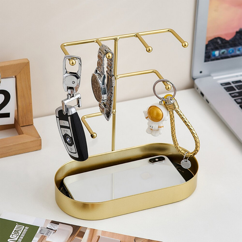 Tavă de depozitare ușoară de lux Decor nordic pentru casă Cheie Depozitare cosmetice Tavă pentru tacâmuri Decor pentru comodă Accesorii pentru bucătărie