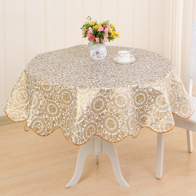 Műanyag vízálló olajálló asztalterítő kerek asztalterítő virággal nyomtatott csipkeszélű kávé tea egyszerű nyomtatású terítő