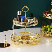 Auksinis tuščiaviduris dvisluoksnis tortų stovas Nordic Light Prabangus vaisių užkandžių padėklas Vestuvių dekoravimas Paauksuotas metalinis padėklas Dekoratyvinis