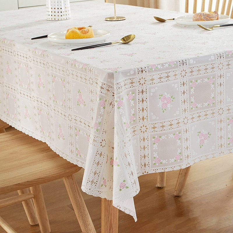 PVC obrus, geometrický kvetinový obdĺžnik, mäkký plastový nepremokavý obrus, obývacia izba, kuchynský obrus, obrus, rohožka, bytová dekorácia