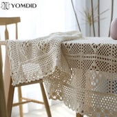 100% bavlnený pletený čipkovaný obrus Shabby Chic Vintage háčkovaný obrus vidiecky stôl ručne vyrobený bavlnený čipkovaný stôl