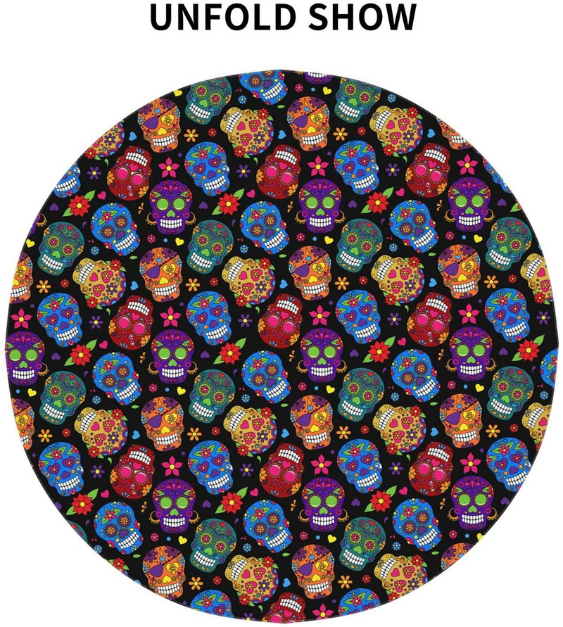 Mexikói Halott Cukorkoponya Napja Kerek Asztalterítő Asztaltakaró Kemping asztalterítők Vízálló és ráncálló, mosható