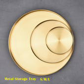 Nordijski okrugli pladnjevi od nehrđajućeg čelika zlatne boje Jednostavan stil Nakit Ogrlica Kozmetički tanjur za desert Kućni organizator