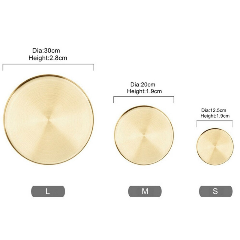 Nordijski okrugli pladnjevi od nehrđajućeg čelika zlatne boje Jednostavan stil Nakit Ogrlica Kozmetički tanjur za desert Kućni organizator