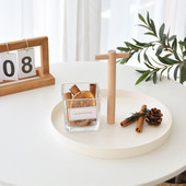 Tavă nordică rotundă din plastic pentru bijuterii Camera de zi Bucătărie Decor pentru uz casnic Tavă pentru depozitare articole cosmetice cu mâner din lemn masiv