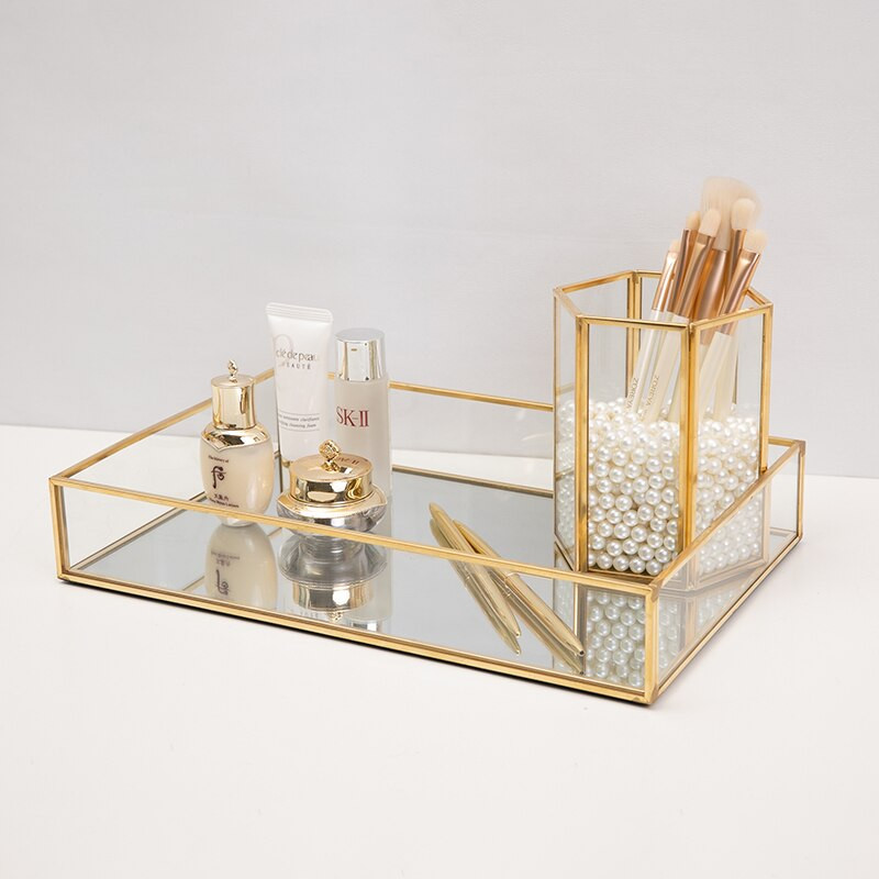 Severská retro geometria úložný tácku Jednoduchosť šperkov Kozmetický dezert úložný tanier Organizér na make-up tácku Domáca kuchynská dekorácia