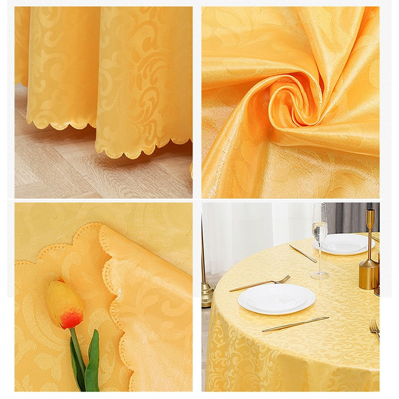 Kāzu galdauta pārklājums apaļš dekors banketu viesnīcu šovs ballīte vienkāršs poliestera žakarda galdauts vairumtirdzniecība Nappe de Table