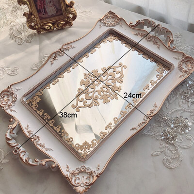 Plastikinis laikymo padėklas veidrodinis paviršius Vonios reikmenų laikymo padėklai Buitinė stačiakampė kosmetinė papuošalų lėkštė saldainių užkandžių lėkštė