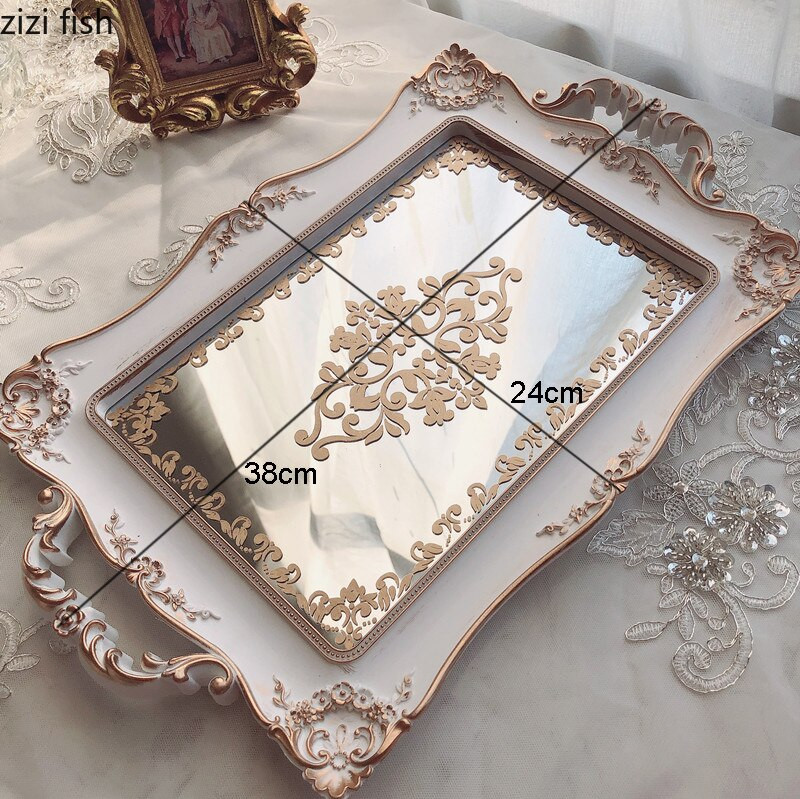 Plastikinis laikymo padėklas veidrodinis paviršius Vonios reikmenų laikymo padėklai Buitinė stačiakampė kosmetinė papuošalų lėkštė saldainių užkandžių lėkštė