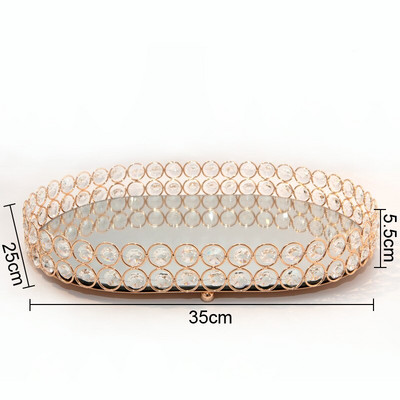 Tavi cu strasuri europene Oglinda decorativa din sticla Tava de depozitare Masa de toaleta Placa de prezentare pentru bijuterii Recipiente cosmetice