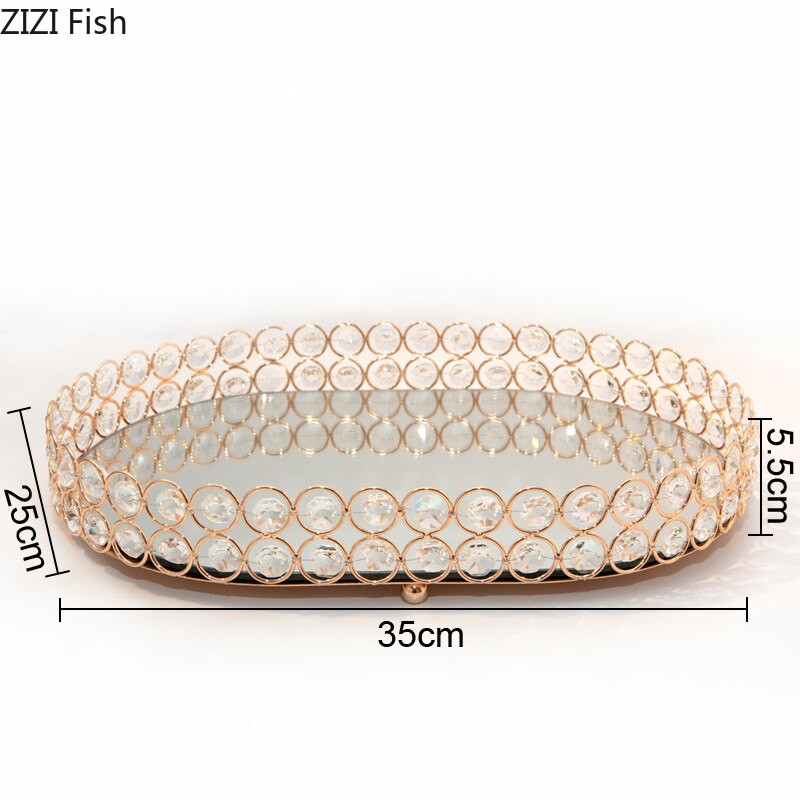 Tavi cu strasuri europene Oglinda decorativa din sticla Tava de depozitare Masa de toaleta Placa de prezentare pentru bijuterii Recipiente cosmetice