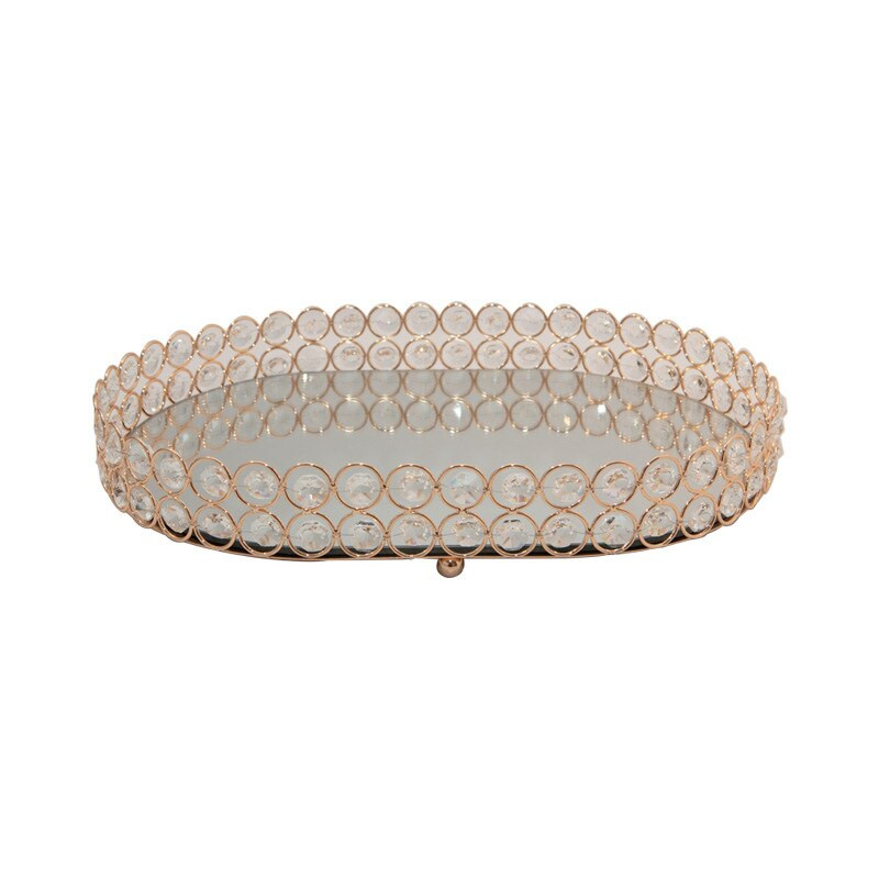 Tavi cu strasuri europene Oglinda decorativa din sticla Tava de depozitare Masa de toaleta Placa de prezentare pentru bijuterii Recipiente cosmetice