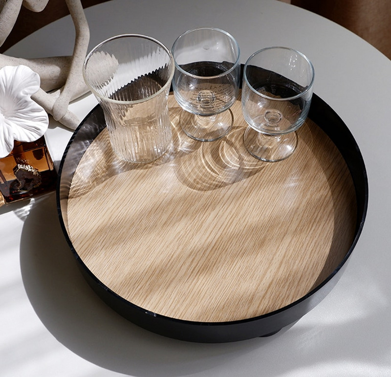 Cutie de depozitare de birou minimalistă nordică Tavă rotundă de depozitare din plastic Sufragerie articole cosmetice diverse Orgnizer Decorare pentru casă