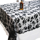 Halloween obrus obdĺžnikový čierna čipka lebky kosti obálky na stôl pre kuchyňu večera párty potreby dekorácia domu