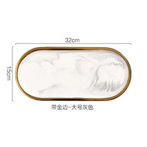 Tavă de marmură nordică Tavă ovală din ceramică de uz casnic Tavă de mâncare occidentală Tavă de depozitare bijuterii Tavă de desert Decorare camera de zi