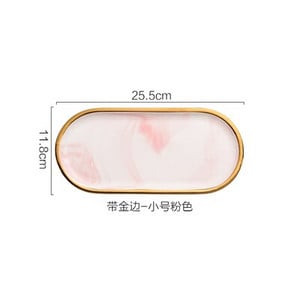 Tavă de marmură nordică Tavă ovală din ceramică de uz casnic Tavă de mâncare occidentală Tavă de depozitare bijuterii Tavă de desert Decorare camera de zi