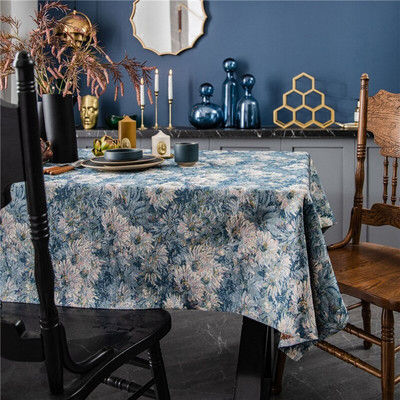 Stolnjak Blue Jacquard tapete Oils Pravokutni stolnjak za Table nappe de table Cvjetni prekrivač stola Tafelkleed mantel mesa