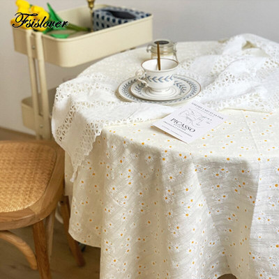 Daisy terítő Hímzett terítő asztali esküvői dekorációhoz Dohányzóasztal huzat nappe de asztal Piknik takaró mantel de mesa