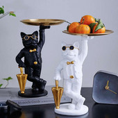 Namų dekoravimo padėklas Maisto padėklas tortų laikiklis Kosmetikos papuošalų laikymo dėžutė virtuvės organizatorius buldogas gyvūno skulptūros dekoravimas