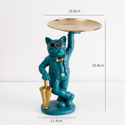 Namų dekoravimo padėklas Maisto padėklas tortų laikiklis Kosmetikos papuošalų laikymo dėžutė virtuvės organizatorius buldogas gyvūno skulptūros dekoravimas