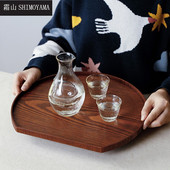 SHIMOYAMA Drevený servírovací podnos, šálka čaju, ovocný raňajkový tanier, japonské jedlo, dezert, koláč, cukrovinky, polmesiac, úložné podnosy, ľahko prenosné
