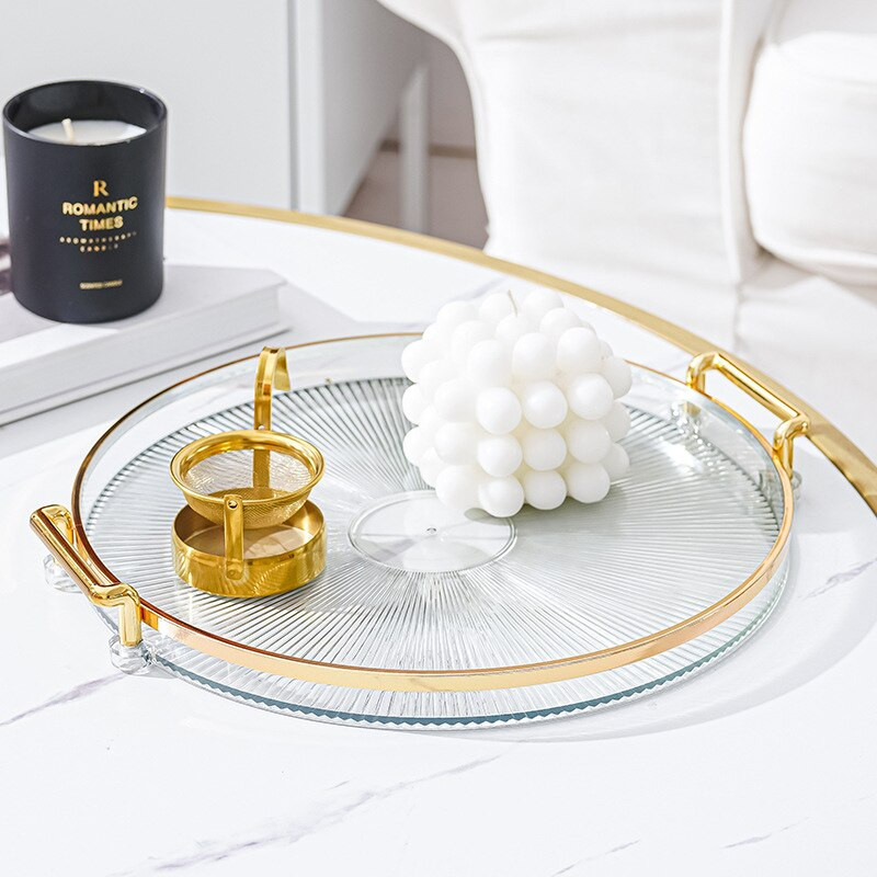 Apvalus laikymo padėklas Namų svetainė Svetainė Kavos staliukas Arbatos puodelis Lėkštė Akrilo padėklas Aromaterapija Organizatoriaus padėklas namų dekoras