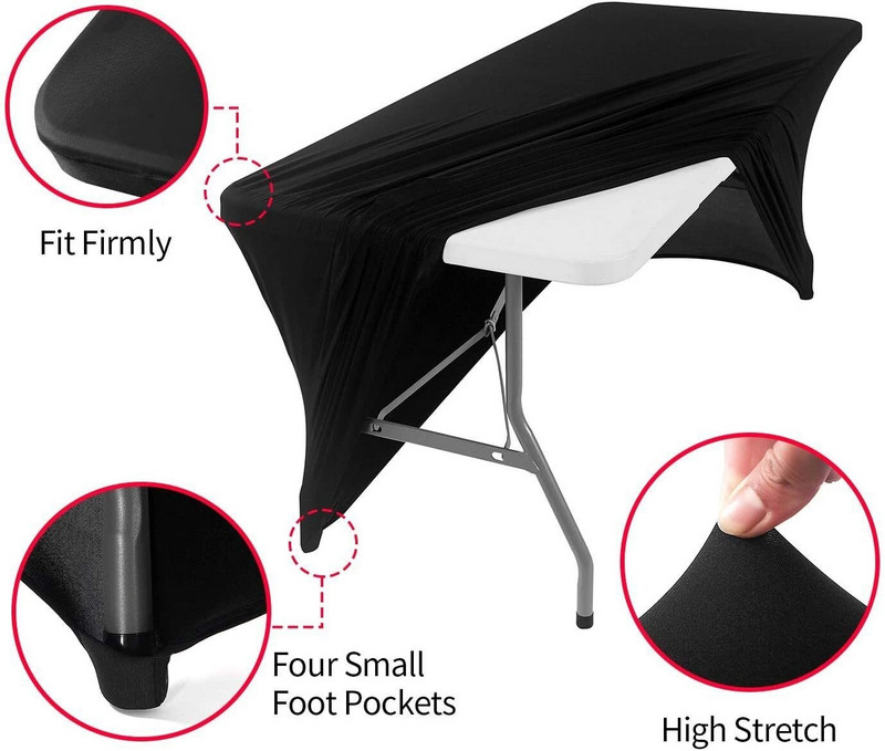 Téglalap koktél nagy nyújtású terítő spandex esküvői szálloda születésnapi találkozó büféasztal borító elasztikus terítő dekor