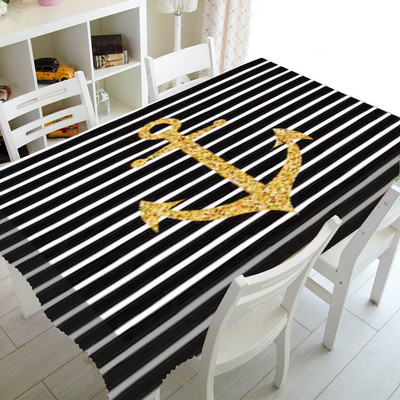 Chic mornarsko plava sidra s uzorkom Party Home Decor Nautičko sidro Stolnjak Stolnjak Prekrivač Vodootporni stolnjak Poklon TV pokrivala