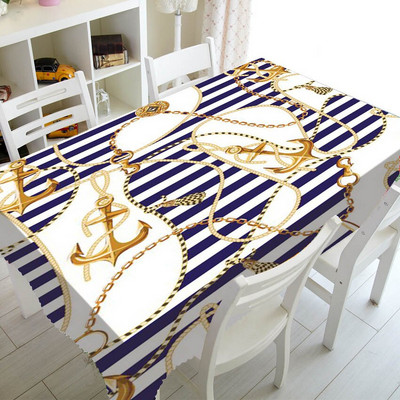 Chic mornarsko plava sidra s uzorkom Party Home Decor Nautičko sidro Stolnjak Stolnjak Prekrivač Vodootporni stolnjak Poklon TV pokrivala