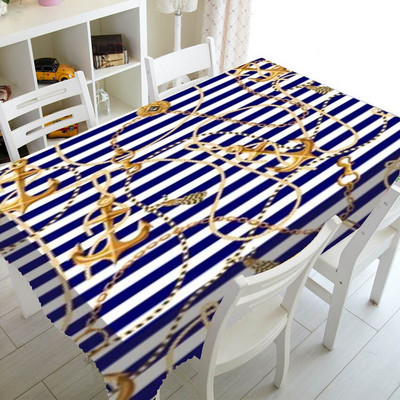 Chic mornarsko plava sidra s uzorkom Party Home Decor Nautičko sidro Stolnjak Stolnjak Prekrivač Vodootporni stolnjak Poklon TV pokrivala