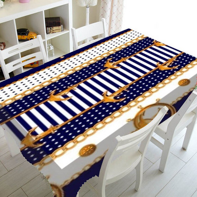 Chic mornarsko plava sidra s uzorkom Party Home Decor Nautičko sidro Stolnjak Stolnjak Prekrivač Vodootporni stolnjak Poklon TV pokrivala