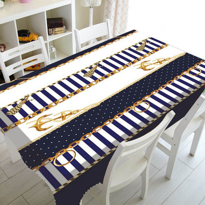 Chic mornarsko plava sidra s uzorkom Party Home Decor Nautičko sidro Stolnjak Stolnjak Prekrivač Vodootporni stolnjak Poklon TV pokrivala