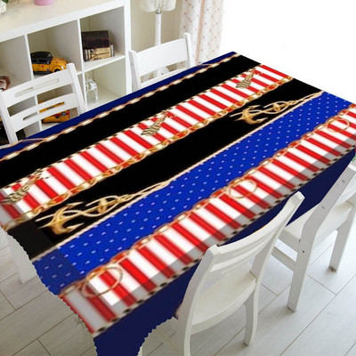 Chic mornarsko plava sidra s uzorkom Party Home Decor Nautičko sidro Stolnjak Stolnjak Prekrivač Vodootporni stolnjak Poklon TV pokrivala
