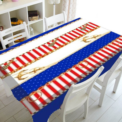 Chic mornarsko plava sidra s uzorkom Party Home Decor Nautičko sidro Stolnjak Stolnjak Prekrivač Vodootporni stolnjak Poklon TV pokrivala